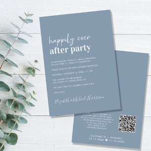 Invitation Code QR moderne Dusty Blue Wedding Réception