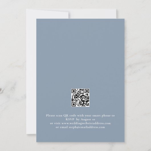 Invitation Code QR moderne Dusty Mariage bleu (Dos)