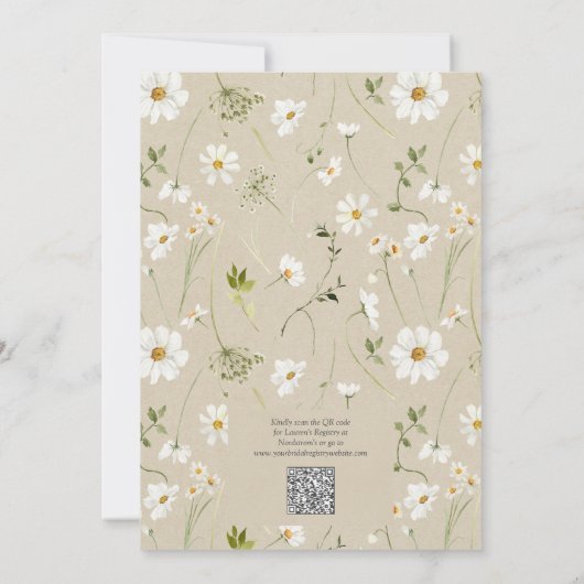 Invitation Code QR moderne Elegant Daisy Fête des mariées rus (Dos)