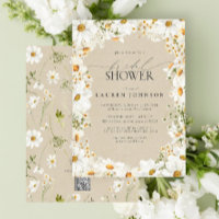 Code QR moderne Elegant Daisy Fête des mariées rus