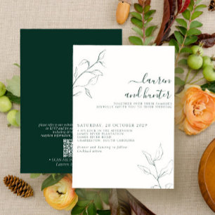 Invitation Code QR moderne Emerald Green Botanical Mariage
