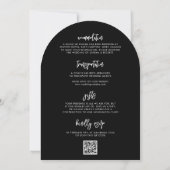 Invitation Code QR moderne et détails Mariage Black Arch (Dos)