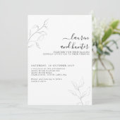 Invitation Code QR moderne Gris blanc Script Mariage botaniqu (Debout devant)