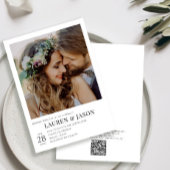 Invitation Code QR moderne Mariage photo noir et blanc