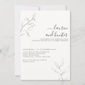 Invitation Code QR moderne Marine Bleu Script Mariage botaniq (Devant)