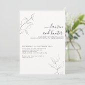 Invitation Code QR moderne Marine Bleu Script Mariage botaniq (Debout devant)