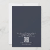 Invitation Code QR moderne Marine Bleu Script Mariage botaniq (Dos)