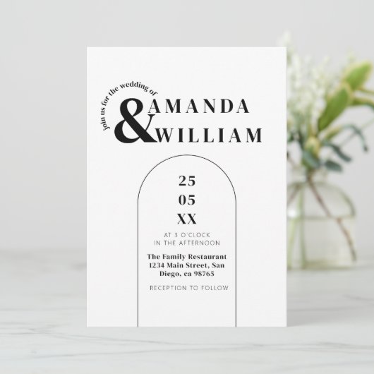 Invitation Code QR moderne minimal Mariage simple (Debout devant)