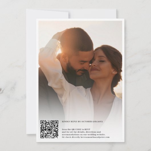 Invitation Code Qr moderne Minimum 29 Mariage de grille photo (Dos)
