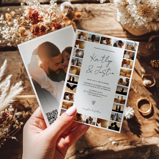 Invitation Code Qr moderne Minimum 29 Mariage de grille photo