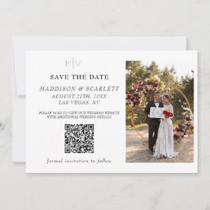 Invitation Code QR Moderne Photo Arrière Enregistrer La Date