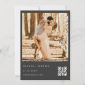 Invitation Code QR moderne Photo Charcoal Elegant Wedding (Dos)