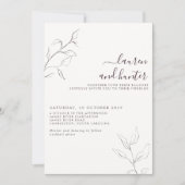 Invitation Code QR moderne Plum violet Mariage botanique (Devant)