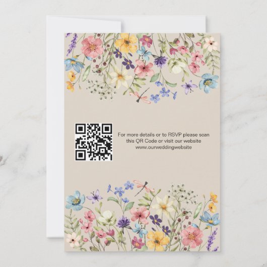 Invitation Code QR moderne Rustique Simple Fleur sauvage Mari (Dos)