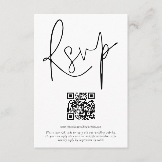 Invitation Code QR moderne Script Mariage N'importe quelle co (Devant)