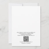 Invitation Code QR moderne Script noir blanc Mariage Floral (Dos)
