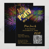 Invitation Code QR moderne tendance e-vite New Year's Party (Devant / Derrière)