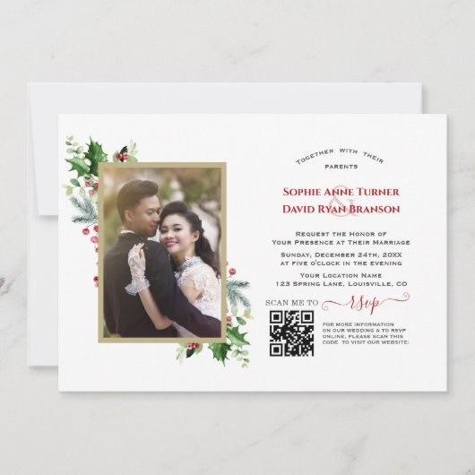 Invitation Code QR moderne Vacances d'hiver Mariage photo (Devant)