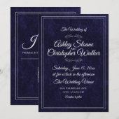 Invitation Code QR Monogramme Blanc Velours Bleu Marine Luxe (Devant / Derrière)