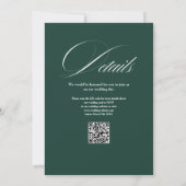 Invitation Code QR Monogramme Élégant Mariage Vert Émeraude (Dos)