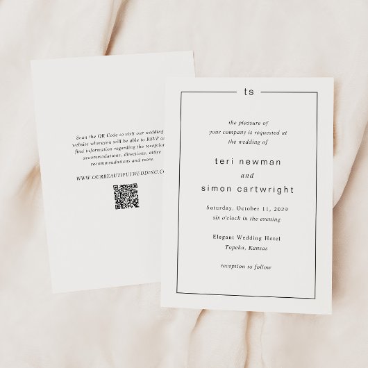 Invitation Code QR Monogramme Éternel Mariage Moderne