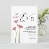 Invitation Code QR Monogramme Floral Mariage Noir et Blanc (Debout devant)
