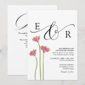 Invitation Code QR Monogramme Floral Mariage Noir et Blanc (Devant / Derrière)