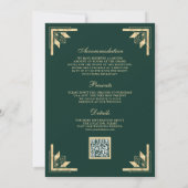 Invitation Code QR Monogramme Gold Crest Vert Emeraude Mariag (Dos)