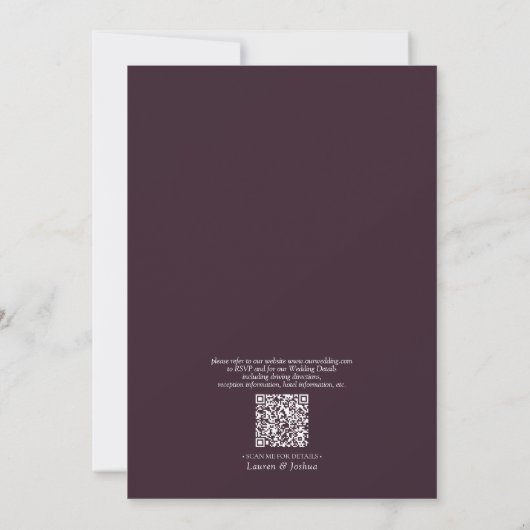 Invitation Code QR Monogramme officiel Plum pourpre poitrine  (Dos)