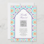 Invitation Code QR Mosaïque Persane Mariage Musulman Violet T (Dos)