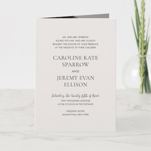 Invitation Code QR neutre propre Mariage élégant (Devant)