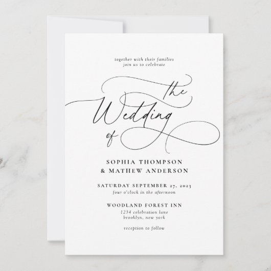 Invitation Code QR noir blanc élégant Tout en un Mariage (Devant)