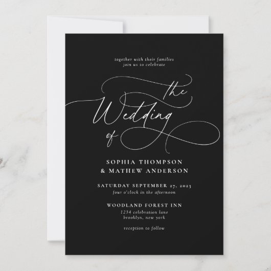 Invitation Code QR noir blanc élégant Tout en un Mariage (Devant)