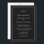 Invitation Code QR noir classique Mariage élégant<br><div class="desc">Faire-part de mariage noire de style classique avec un design simple et minimal avec votre monogramme en haut et les détails de votre événement entouré d'une double bordure. Les fontes alternent entre un script élégant, une fonte serif traditionnelle et minimaliste sans serif. Le dos contient vos informations d'invité ainsi qu'un...</div>