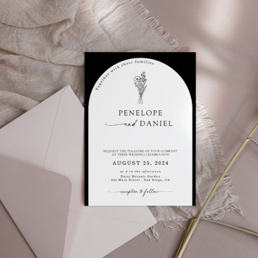 Invitation Code QR noir et blanc Arc Mariage 2 en 1