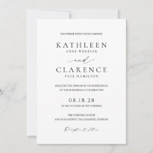 Invitation Code QR noir et blanc classique Élégant mariage