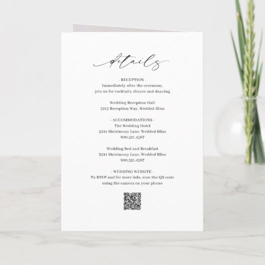 Invitation Code QR noir et blanc classique Mariage élégant (Dos)