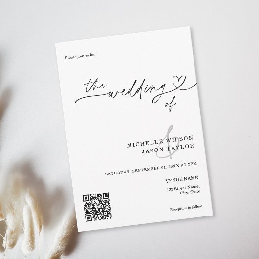 Invitation Code QR noir et blanc élégant simple minimaliste
