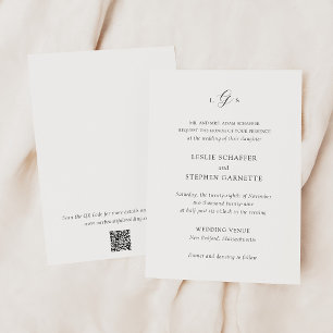 Invitation Code QR noir et blanc intemporel Mariage élégant
