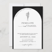 Invitation Code QR noir et blanc Mariage Arche 2 en 1 (Devant)