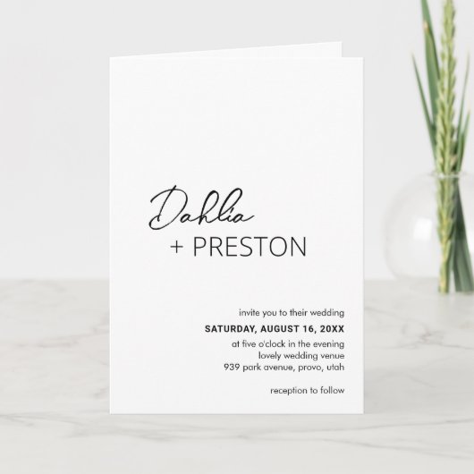 Invitation Code QR noir et blanc minimal Mariage moderne (Devant)