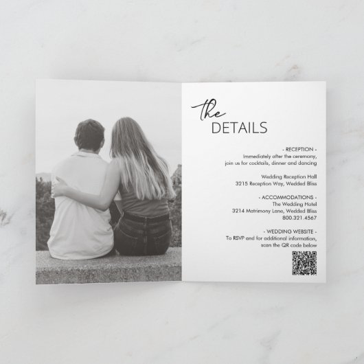Invitation Code QR noir et blanc minimal Mariage moderne (Intérieur)