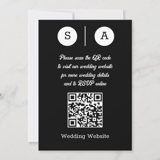 Invitation Code QR noir et blanc, simple et chic (Devant)
