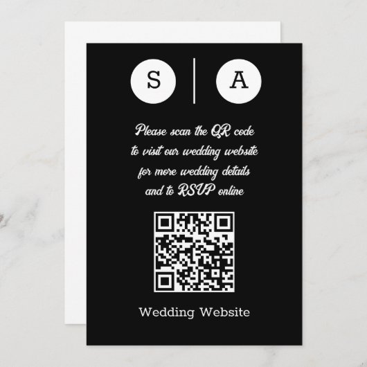 Invitation Code QR noir et blanc, simple et chic (Devant / Derrière)
