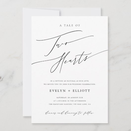 Invitation Code QR Noir Et Blanc Simple Tout En Un Mariage (Devant)
