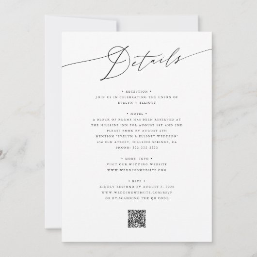 Invitation Code QR Noir Et Blanc Simple Tout En Un Mariage (Dos)