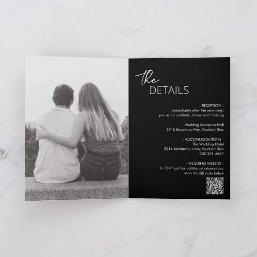Invitation Code QR noir minimum Mariage moderne (Intérieur)