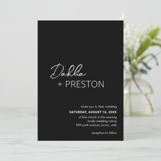 Invitation Code QR noir minimum Mariage moderne (Debout devant)