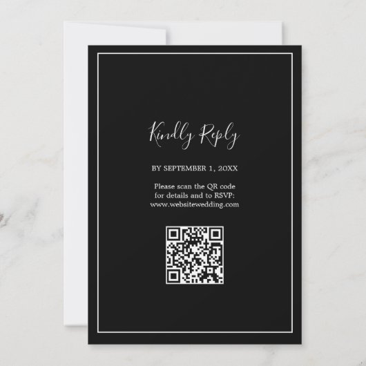 Invitation Code QR noir moderne Mariage minimal (Dos)