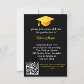 Invitation Code Qr Noir Or moderne Photo Graduation (Dos)